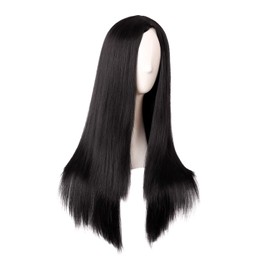 MapofBeauty 28 Inch/70cm Women Special Natural Long Straight Synthetic Wig (Brownish Black)