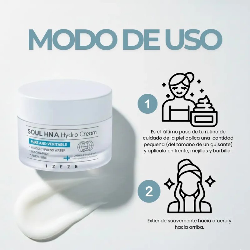 Crema Facial IZEZE Coreana Hydro con Niacinamida y Centella Asiática