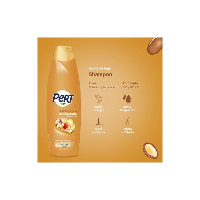 PERT, Shampoo Argán y Aguacate, nutre y repara | Cabello