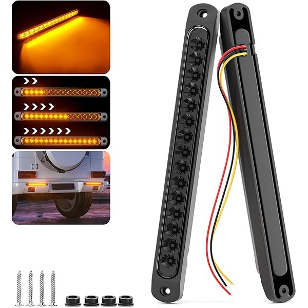 PSEQT 10" LED Trailer Tail Identification Lights Bar Amber Led