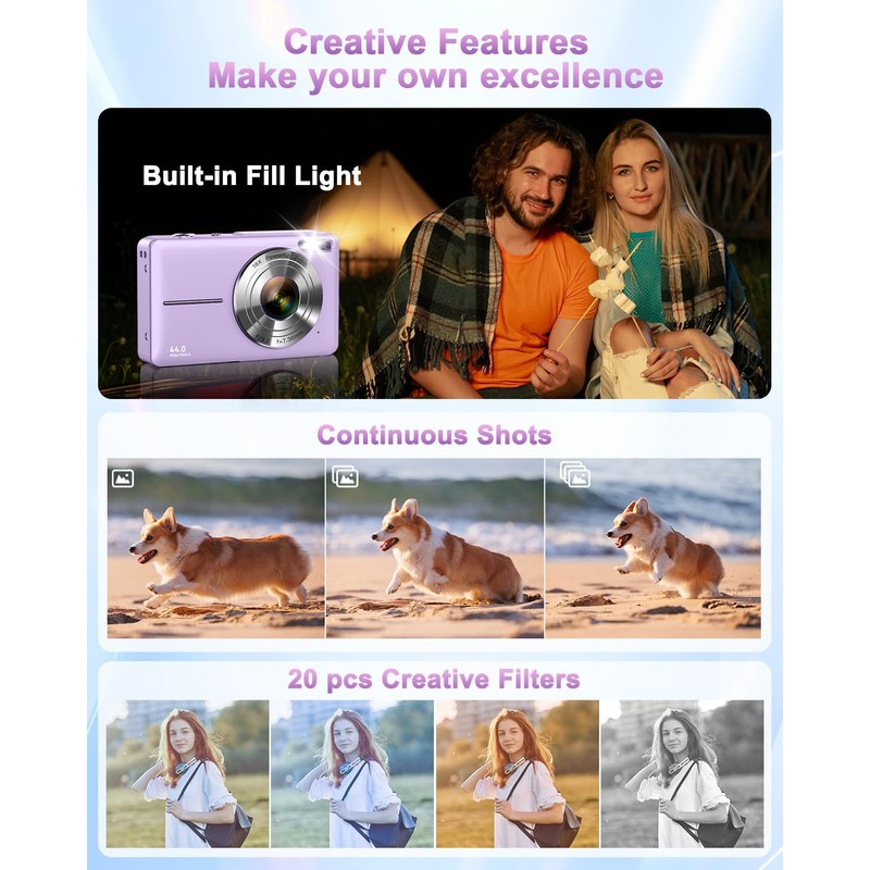 CAMKORY Digital Camera, Kids Camera FHD 1080P Camera for Photography