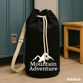 Huuraa Duffel bag Mountain Adventure Berge Gift backpack black 20 liters cotton Mountain Adventure Berge gift idea