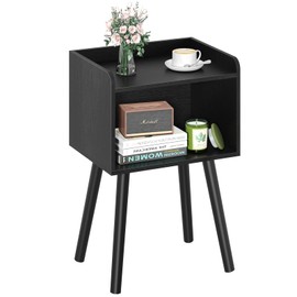 Yoobure Mid Century Modern Nightstand for Small Spaces, Small Side Table with Storage Shelf, Wood End Table Night Stand, Vintage End Tables Living Room, Minimalist Side Tables for Bedroom Dorm Office