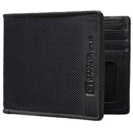 ID Stronghold Slim Bifold Wallet for Men - RFID Blocking Wallet - 7 Slots Nylon and Leather