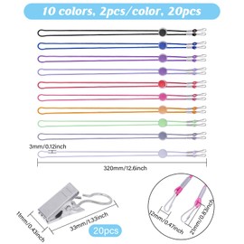 GLOBLELAND 20 Set 10 Colors Cross Stitch Side Clips High Elasticity Adjustable Fabric Fastening Clip Fabric Tension Embroidery Clamp Accessory for Needlework Photo Video Studio