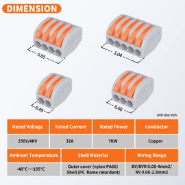 RVBOATPAT 59pcs Lever Wire Connectors Kit Push-In Electrical Connectors Quick Connect Lever Nuts 2/3/4/5 Conductor Combination for 28-12AWG