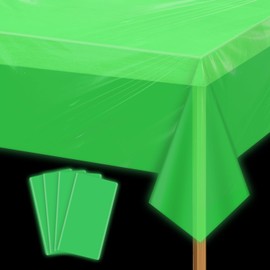 Glow Party Green Tablecloth, 4 Pieces Waterproof Neon Party Decorations Tablecloths for Neon Graduation Party Wedding Birthday Party Decorations, 130 x 220 cm
