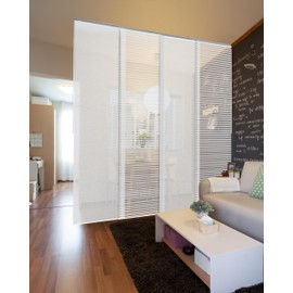 GoDear Design Adjustable Sliding Panel Hanging Room Dividers, Vertical Blind for Windows Doors, Extendable Track from 45.8" to 86" W, Trimmable Panel Curtains Up to 96", Semi-Sheer, Eclipse