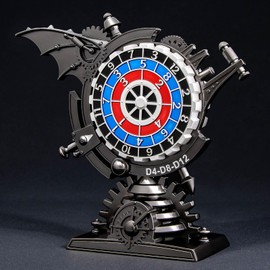 Roycevon DND Dice Set, 7 in 1 Spinner Dice with Gift Box, Cool Polyhedral D and D Metal Dice for Role Playing Game, Black