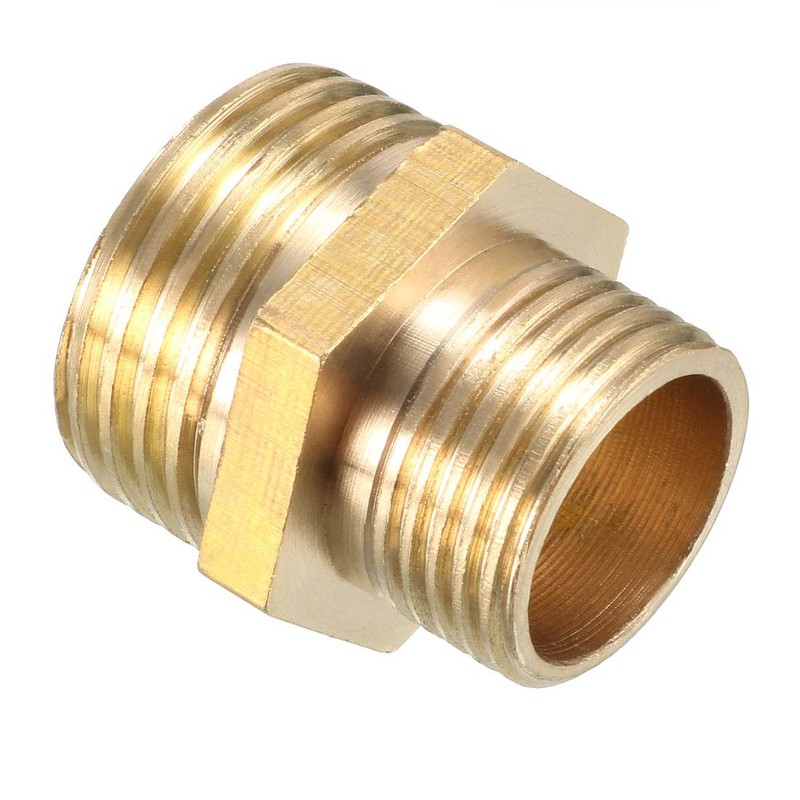 sourcing map Brass Pipe Fitting Reducing Hex Nipple 1/2 BSP