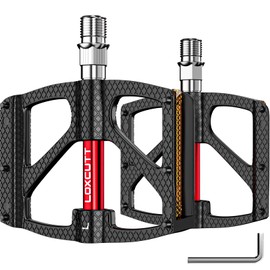 LOXCUTT Mountain Bike Pedals MTB Pedals Bicycle Flat Pedals Aluminum 9/16" Sealed Bearing Non-Slip Pedal for Road Mountain BMX MTB Bike