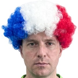 Pelucas con la bandera nacional para disfraces del Mundial para hombres y mujeres, productos del Mundial 2026, pelucas coloridas (Francia).