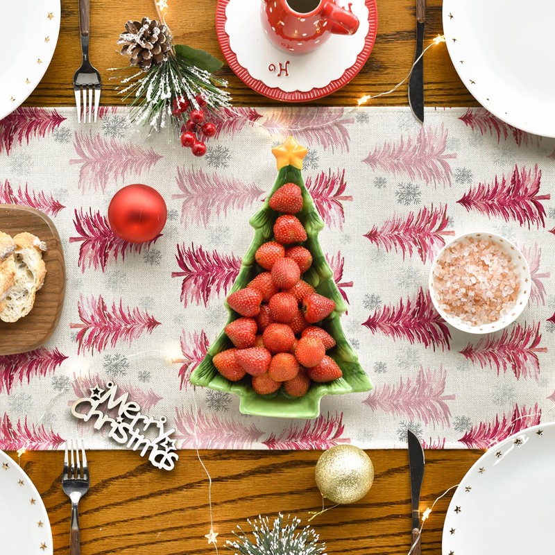 Christmas Trees Table Runner Home Party Decor 13x120 Inch