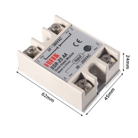 SSR-25AA Solid State Relay AC to AC 80-250V Input to 24V-380V Output with Heat Sink for Thermostat Temperature Controller