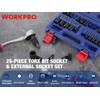 WORKPRO 25-piece Torx Bit Socket and External Socket Set, 1/4",