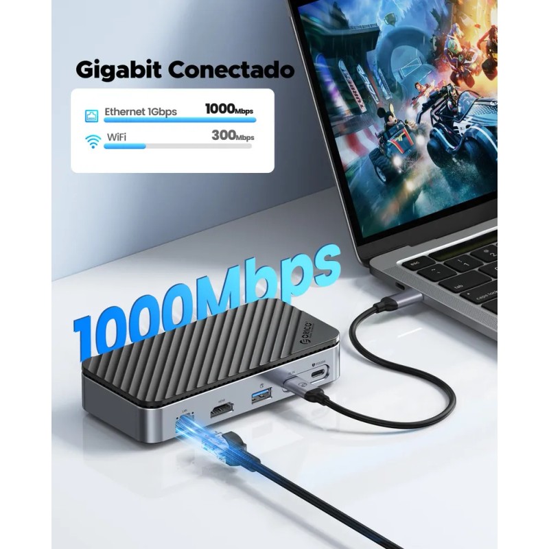 Orico Hub USB-C 10 en 1 con Carcasa SSD M.2