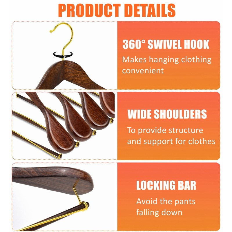 Amber Home 6 Pack Retro Wide Shoulder Wooden Suit Coat