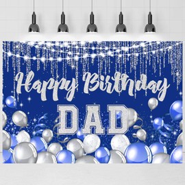 INNORU Happy Birthday Dad Backdrop Banner, Father's Birthday Party Photography Backdrop Durable Fabric, Father's Day Poster Men Birthday Party Decorations Photo Booth Props 6x4ft