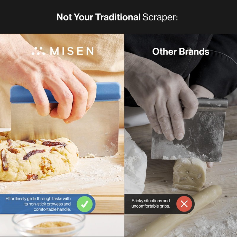 Misen Stainless Steel Bench Scraper - Versatile Food Scraper with