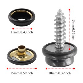 Moicstiy 30 Pcs Stainless Steel Canvas Boat Snaps, 5/8 Inch Screws with 3/8 Inch Socket, Canvas Fastener Screws Snaps for Boat Cover and Marine Furniture (Black)