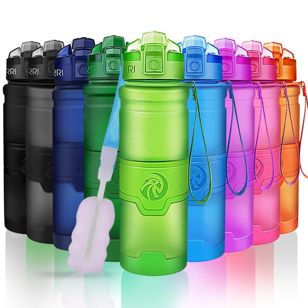 ZORRI Sport Water Bottle for Kids, 500ml/17oz - Bpa Free Eco-Friendly Tritan Plastic, Reusable Drinks Water Bottles with Filter, Leak Proof Flip Top, Open with 1-Click - for Gym, Yoga, Running