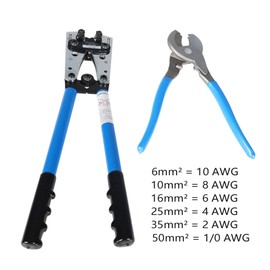 munirater Hydraulic Clamp Tool 6-50mm Wire Crimping Tool Pliers with Cable Cutter for 10 8 6 4 2 and 1/0 AWG Wire Cable Cutting and Crimper
