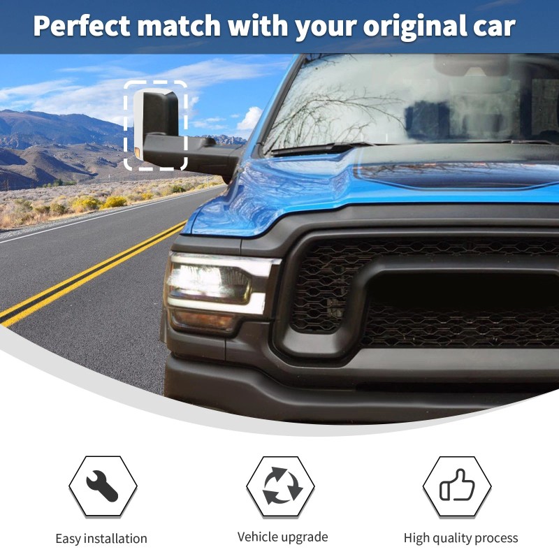 TESIN 2Pcs Side Mirror Guard Shell Top Half Cover For