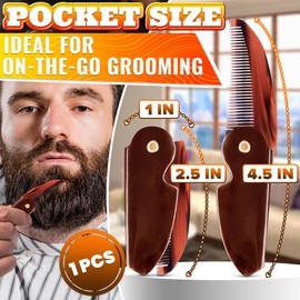 Small Mustache Comb and Beard Comb for Men - Folding Comb for Men for Everyday Grooming Mini Mustache Comb Pocket Beard Comb Folding for Mustache Care - Beard and Mustache Comb for Barbers Tools