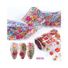 Generic Christmas Nail Foil Transfer Stickers Santa Snowflake Reindeer 10Pcs 20X4Cm Xk9126 Nail Wraps Stickers Manicure Supplies for Women Nails Full Long Lasting Easy Apply and Remove