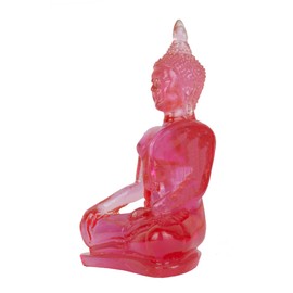 BUDDHO Buddha overcoming Temptations Buddha Statue 4" H. Poly Resin Thai Buddha Statue for Home Decor Buddha Decor Buddha Gift Buddha Altar (Pink)