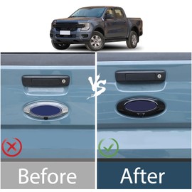 Car Front Rear Emblems Logo Ring Trim Cover Compatible with Ford Maverick 2022-2025 Front Hood Rear Trunk Emblem Badge Logo Cover Decorative Accessories (Piano Black (Front))