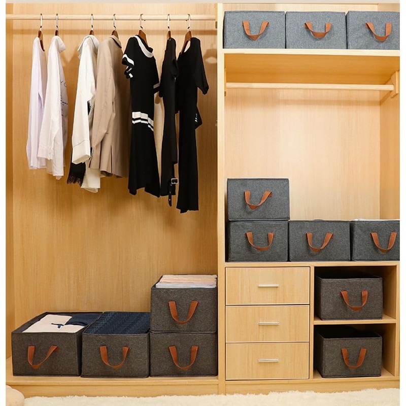 Ruucy 3 Pack Foldable Storage Box, Fabric Boxes with Handles,