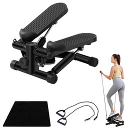 Xaloria Mini Stair Stepper - Hydraulic Pedal Steppers for Exercise at Home with LCD Monitor, Portable Stair Stepper with Non Slip Mat and Resistance Bands - 220LBS