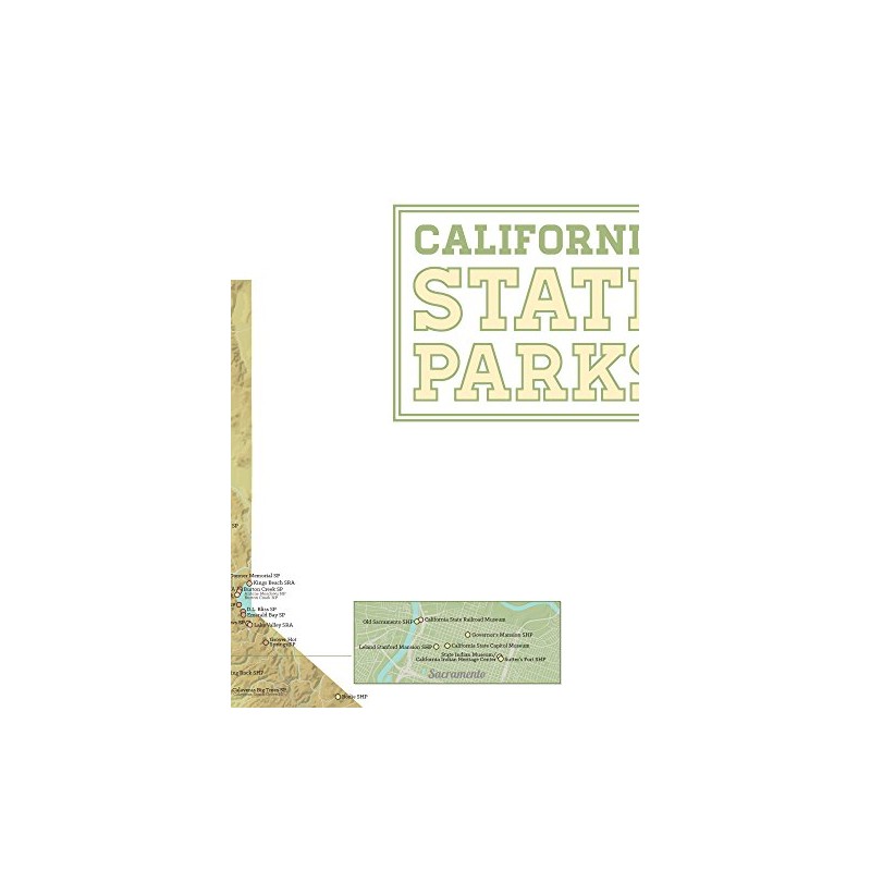 California State Parks Map 18x24 Poster (Green & White)