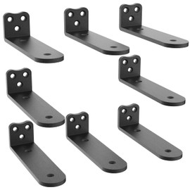 Heavy Duty Shelf Bracket, 1/4 Inch Thick,（8 Inch -8 Pack Black Floating Shelf Bracket,L Brackets for Shelves,L Brackets for Wood,Holds Over 160lb+(8IN Black 8PC)