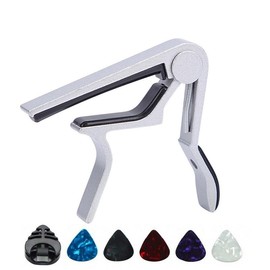 Guitar Capo with Pick Set (7 Counts), Electric Guitar Capo for Acoustic and Electric Guitars and 5 Picks and 1 Holder, Music Accessories:_Black_7 Counts