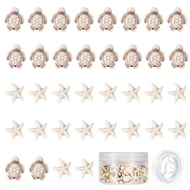 SUNNYCLUE 1 Box 100Pcs 2 Styles Turquoise Beads Turtle Starfish Beads Summer Ocean Animal Lucky Stone Gems Loose Spacer for Jewellery Making Necklace Bracelets Earrings Begginners DIY Crafting