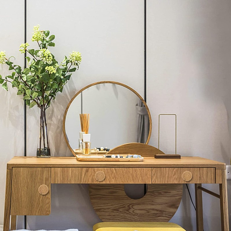 ANPHSIN 24 Pack Boho Rattan Cabinet Dresser Knobs- Durable Beech