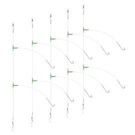 Luroad 5pcs Sea Fishing Rigs, Flapper Rigs Sea Fishing Hook Sizes 1, 2/0 for Beach Casting Shore Fishing Flounder, Whiting, Bass, Plaice (B. 5pcs- 2 hooks- size 2/0-52cm gap)