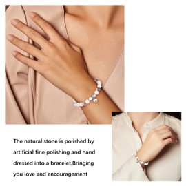 Vanleonet Healing Bracelet For Women Natural Stone Healing Bracelet, Get Well Soon Gifts for Women, Encouragement Thinking Inspirational Surgery Recovery Bracelet Gifts for Best Friends Sister Women (Pink)