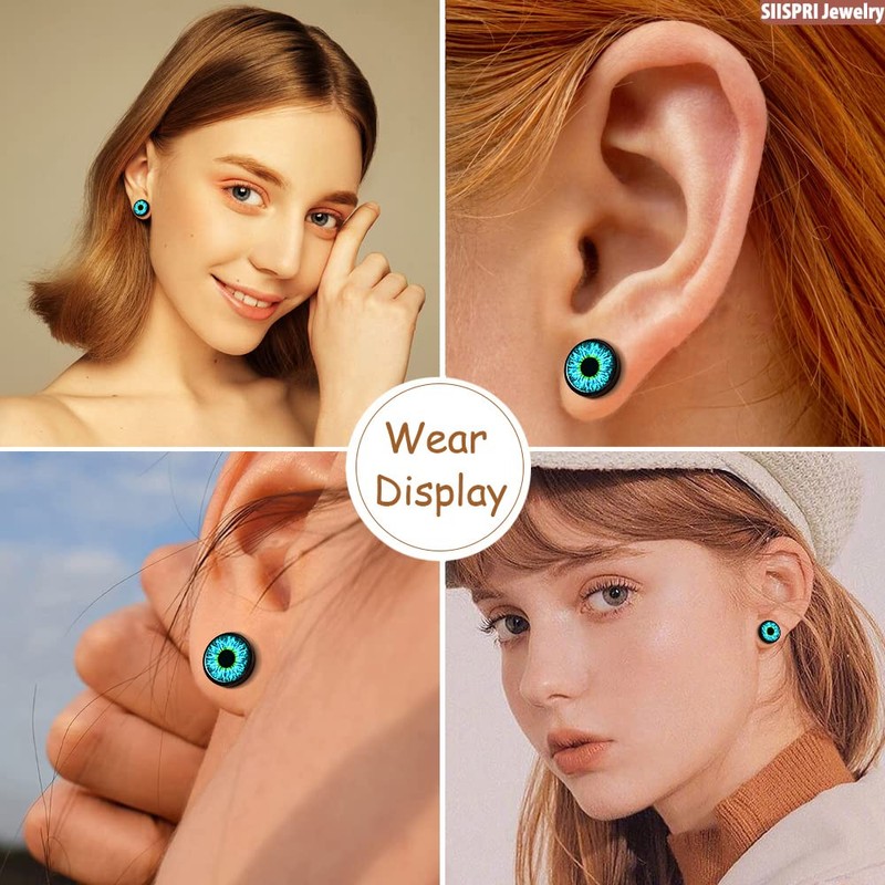 SIISPRI 316L Surgical Stainless Steel Evil Eye Earrings Round Circle