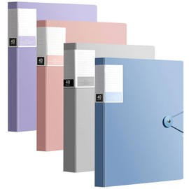 4 Colors Binder with Plastic Sleeves - Bound Sheet Protector Presentation Book, Display Book, for A4 Size Inserts - Available in 40, 60, and 80 Pocket40 Pocket