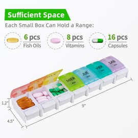 Spanish Pill Organizer 7 Weekly Two Times per Day AM PM with Spring Open Design, Medication Organizer Spanish, Vitamin Planner, Organizador de Pastillas en Español, Spanish Pill Box