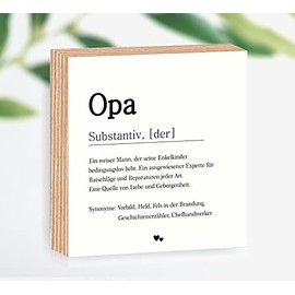 Manschin-Laserdesign Wooden Picture Definition Grandpa 15 x 15 x 2 cm for Standing/Hanging, Photo Direct Print with Saying on Coated Birch Wood Item No. 3020