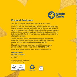 Marie Curie Charity Highland Cow Christmas Cards Pack of 10 with Envelopes 14x14cm FSC Board Made in UK