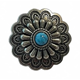 Rodeo Drive Western Scarf Slide Concho Multiple Colors 1.5" (Silver Turquoise)