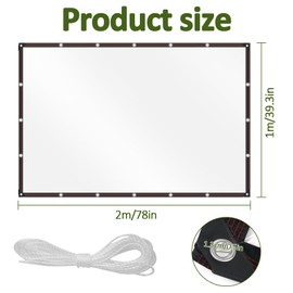 Clear Tarpaulin Waterproof, Heavy Duty 1m x 2m Transparent Tarpaulin Sheet, PVC Large Waterproof Cover Tarp with Eyelets and Rope for Garden Outdoor Camping Caravan Greenhouse Chicken Rabbit Hutch