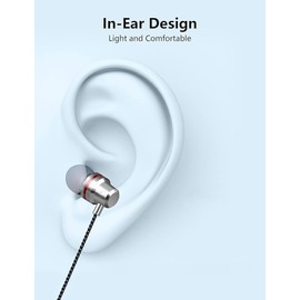 Deep Bass In ear headphones 3.5mm jack,Extra Bass High Sensitivity Wired Headphones With Hifi Stereo Sound|in-ear Noise Cancelling headphone Comptible With Smartphone Tablet Computer laptop (Silver)