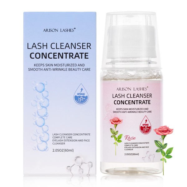 Lash Shampoo Concentrate 60 ml Lash Cleanser Concentrate Hyaluronic Acid Oil-Free Perfect for Salon-Get Better Eyelash Cleaning and Eyelash Extension Experience (Update Rose)
