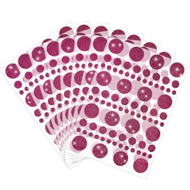 Outus 8 Sheet 632 Pieces Sparkle Rose Red Round Dot Stickers Foil Glitter Circle Stickers Assorted Size Labeling Sticker for Behavior Chart, Classroom, Office, Planner, Art DIY